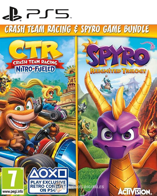 2 JUEGOS EN 1 Spyro MAS Crash Team Racing Nitro Fueled Game Bundle PS5